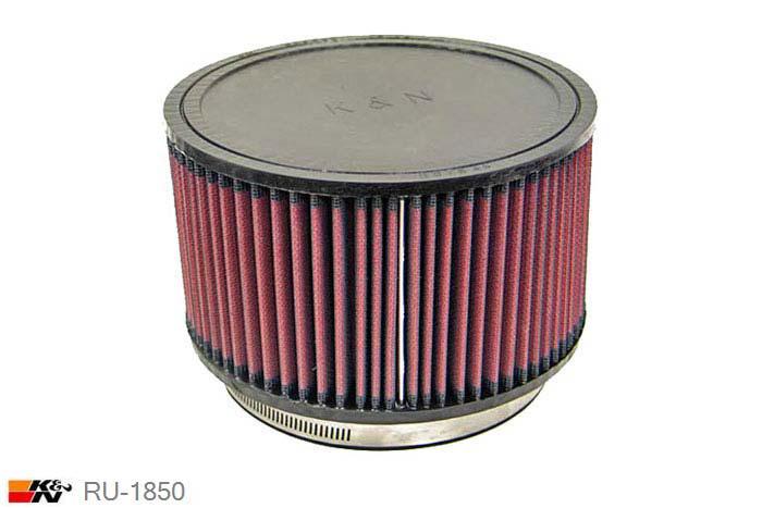 152mm aansluitdiameter, RU-1850, K&N Luchtfilter Universeel, Cilindrisch, Lengte filter 114mm, Buitendiameter onder 191mm, Buitendiameter kap 191mm, Rubber kap, Lengte flens 25mm, 0 mm
