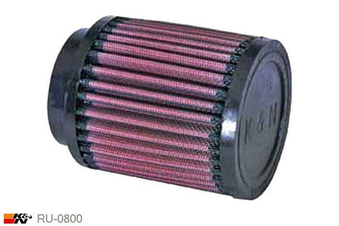 62mm aansluitdiameter, RU-0800, K&N Luchtfilter Universeel, Cilindrisch, Lengte filter 102mm, Buitendiameter onder 89mm, Buitendiameter kap 89mm, Rubber kap, Lengte flens 16mm, 0 mm