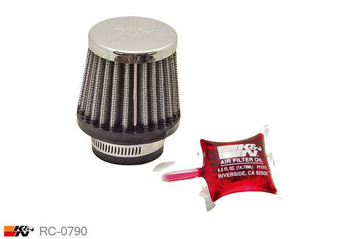 35mm aansluitdiameter, RC-0790, K&N Luchtfilter Universeel, Conisch, Lengte filter 57mm, Buitendiameter onder 64mm, Buitendiameter kap 51mm, Chroom kap, Lengte flens 16mm, 0 mm