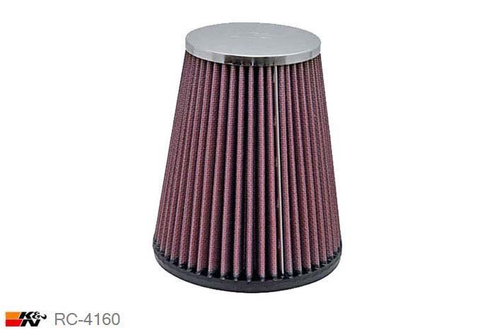 62mm aansluitdiameter, RC-4160, K&N Luchtfilter Universeel, Conisch, Lengte filter 152mm, Buitendiameter onder 130mm, Buitendiameter kap 89mm, Chroom kap, Lengte flens 16mm, 0 mm
