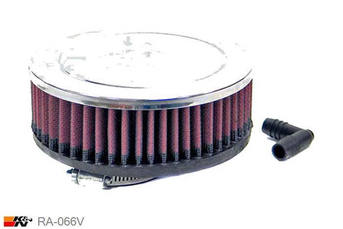 65mm aansluitdiameter, RA-066V, K&N Luchtfilter Universeel, Cilindrisch, Lengte filter 51mm, Buitendiameter onder 152mm, Buitendiameter kap 152mm, Chroom kap, Lengte flens 22mm, 21 mm
