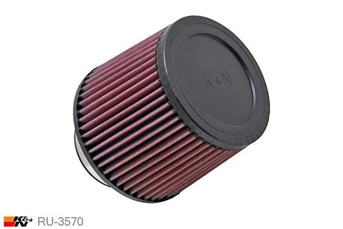 76mm aansluitdiameter, RU-3570, K&N Luchtfilter Universeel, Conisch, Lengte filter 127mm, Buitendiameter onder 152mm, Buitendiameter kap 130mm, Rubber kap, Lengte flens 44mm, 0 mm