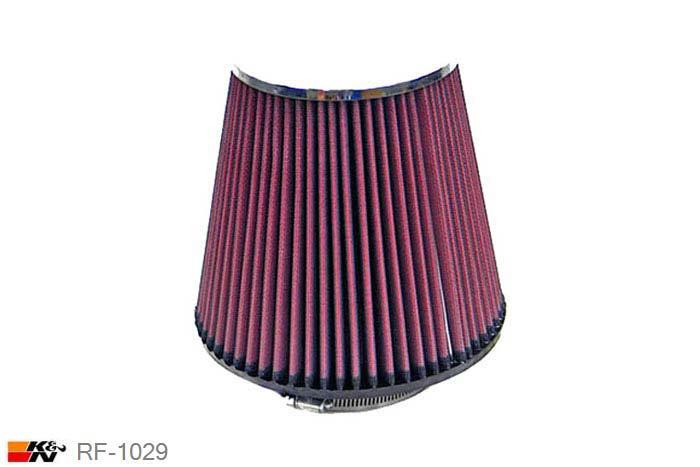 98mm aansluitdiameter, RF-1029, K&N Luchtfilter Universeel, Conisch, Lengte filter 178mm, Buitendiameter onder 191mm, Buitendiameter kap 130mm, Chroom kap, Lengte flens 38mm, 0 mm