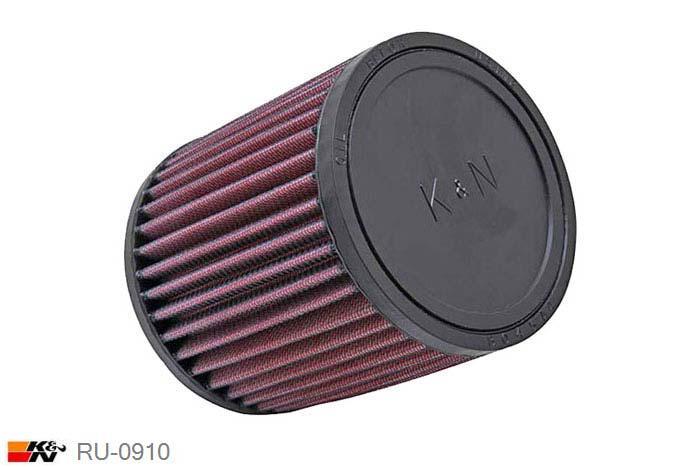68mm aansluitdiameter, RU-0910, K&N Luchtfilter Universeel, Cilindrisch, Lengte filter 127mm, Buitendiameter onder 114mm, Buitendiameter kap 114mm, Rubber kap, Lengte flens 16mm, 0 mm