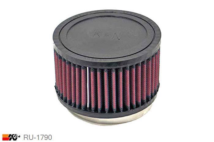89mm aansluitdiameter, RU-1790, K&N Luchtfilter Universeel, Cilindrisch, Lengte filter 76mm, Buitendiameter onder 127mm, Buitendiameter kap 127mm, Rubber kap, Lengte flens 16mm, 0 mm