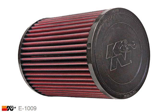 86mm aansluitdiameter, E-1009, K&N Luchtfilter Universeel, Cilindrisch, Lengte filter 184mm, Buitendiameter onder 148mm, Buitendiameter kap 148mm, Rubber kap, Lengte flens 16mm, 0 mm