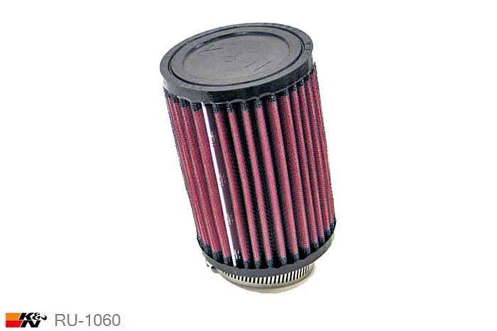 52mm aansluitdiameter, RU-1060, K&N Luchtfilter Universeel, Cilindrisch, Lengte filter 127mm, Buitendiameter onder 89mm, Buitendiameter kap 89mm, Rubber kap, Lengte flens 19mm, 10 graden hoek, 0 mm