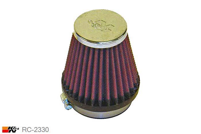 54mm aansluitdiameter, RC-2330, K&N Luchtfilter Universeel, Conisch, Lengte filter 76mm, Buitendiameter onder 76mm, Buitendiameter kap 51mm, Chroom kap, Lengte flens 16mm, 0 mm