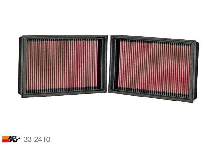 33-2410 K&N Luchtfilter Lengte 292 mm, Breedte 182 mm, BMW 750i 4.8 US modellen (set van 2 stuks), 2007-2008