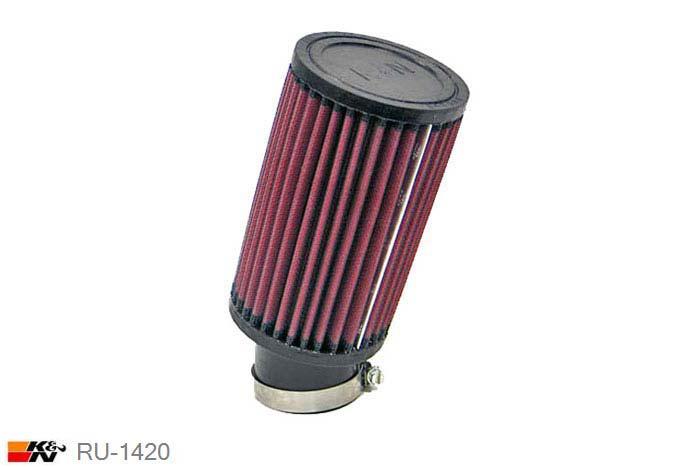49mm aansluitdiameter, RU-1420, K&N Luchtfilter Universeel, Cilindrisch, Lengte filter 152mm, Buitendiameter onder 89mm, Buitendiameter kap 89mm, Rubber kap, Lengte flens 51mm, 20 graden hoek, 0 mm