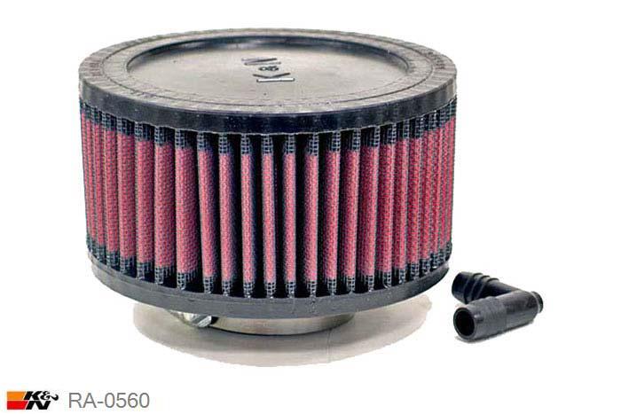 52mm aansluitdiameter, RA-0560, K&N Luchtfilter Universeel, Cilindrisch, Lengte filter 76mm, Buitendiameter onder 140mm, Buitendiameter kap 140mm, Rubber kap, Lengte flens 22mm, 0 mm