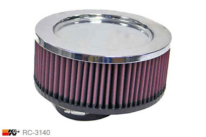 76mm aansluitdiameter, RC-3140, K&N Luchtfilter Universeel, Cilindrisch, Lengte filter 76mm, Buitendiameter onder 178mm, Buitendiameter kap 178mm, Chroom kap, Lengte flens 29mm, 27 mm