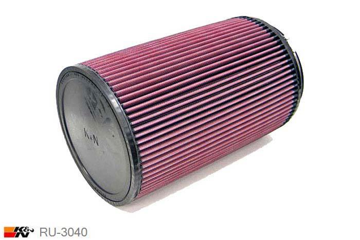 152mm aansluitdiameter, RU-3040, K&N Luchtfilter Universeel, Cilindrisch, Lengte filter 305mm, Buitendiameter onder 191mm, Buitendiameter kap 191mm, Rubber kap, Lengte flens 25mm, 0 mm