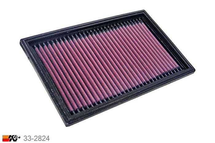 33-2824 K&N Luchtfilter Lengte 232 mm, Breedte 146 mm, Mazda 323 1.3, 71/75PK, 1998-2003