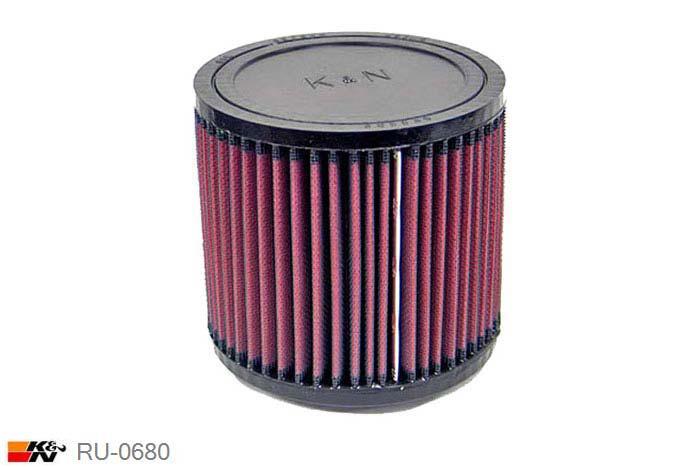 57mm aansluitdiameter, RU-0680, K&N Luchtfilter Universeel, Cilindrisch, Lengte filter 127mm, Buitendiameter onder 140mm, Buitendiameter kap 140mm, Rubber kap, Lengte flens 16mm, 21 mm