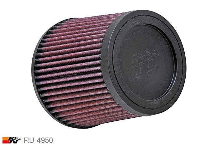 64mm aansluitdiameter, RU-4950, K&N Luchtfilter Universeel, Conisch, Lengte filter 140mm, Buitendiameter onder 152mm, Buitendiameter kap 127mm, Rubber kap, Lengte flens 51mm, 0 mm
