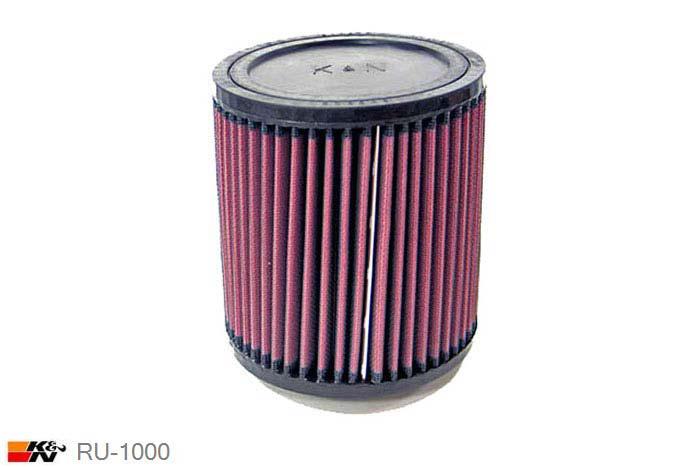62mm aansluitdiameter, RU-1000, K&N Luchtfilter Universeel, Cilindrisch, Lengte filter 152mm, Buitendiameter onder 140mm, Buitendiameter kap 140mm, Rubber kap, Lengte flens 16mm, 13 mm