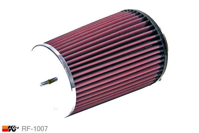 102mm aansluitdiameter, RF-1007, K&N Luchtfilter Universeel, Conisch, Lengte filter 191mm, Buitendiameter onder 137mm, Buitendiameter kap 114mm, Chroom kap, Lengte flens 16mm, 0 mm
