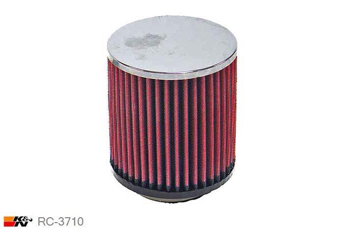 73mm aansluitdiameter, RC-3710, K&N Luchtfilter Universeel, Cilindrisch, Lengte filter 127mm, Buitendiameter onder 114mm, Buitendiameter kap 114mm, Chroom kap, Lengte flens 16mm, 0 mm