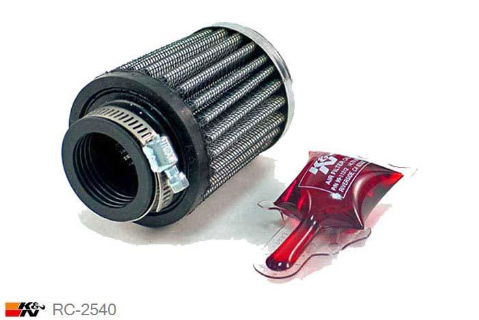 29mm aansluitdiameter, RC-2540, K&N Luchtfilter Universeel, Conisch, Lengte filter 64mm, Buitendiameter onder 57mm, Buitendiameter kap 51mm, Chroom kap, Lengte flens 16mm, 0 mm