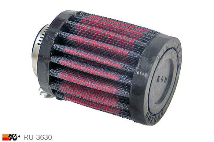 19mm aansluitdiameter, RU-3630, K&N Luchtfilter Universeel, Cilindrisch, Lengte filter 64mm, Buitendiameter onder 51mm, Buitendiameter kap 51mm, Rubber kap, Lengte flens 16mm, 0 mm