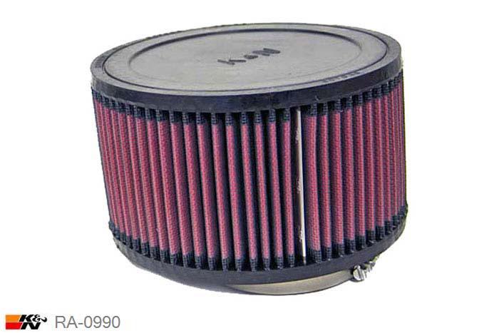 76mm aansluitdiameter, RA-0990, K&N Luchtfilter Universeel, Cilindrisch, Lengte filter 102mm, Buitendiameter onder 178mm, Buitendiameter kap 178mm, Rubber kap, Lengte flens 16mm, 22 mm