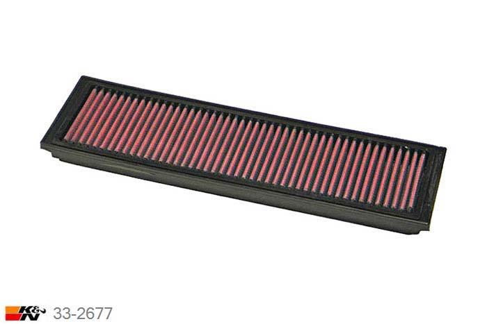33-2677 K&N Luchtfilter Lengte 338 mm, Breedte 98 mm, Mercedes SL600 6.0 R129 2 stuks nodig, 1993-2002