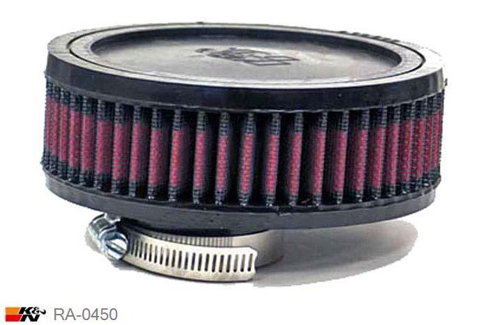 52mm aansluitdiameter, RA-0450, K&N Luchtfilter Universeel, Cilindrisch, Lengte filter 51mm, Buitendiameter onder 149mm, Buitendiameter kap 149mm, Rubber kap, Lengte flens 22mm, 29 mm