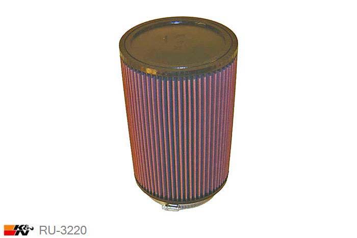 127mm aansluitdiameter, RU-3220, K&N Luchtfilter Universeel, Cilindrisch, Lengte filter 254mm, Buitendiameter onder 165mm, Buitendiameter kap 165mm, Rubber kap, Lengte flens 25mm, 0 mm