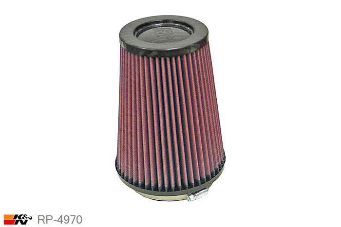102mm aansluitdiameter, RP-4970, K&N Luchtfilter Universeel, Conisch, Lengte filter 178mm, Buitendiameter onder 137mm, Buitendiameter kap 102mm, Carbon-fiber kap, Lengte flens 16mm, 0 mm