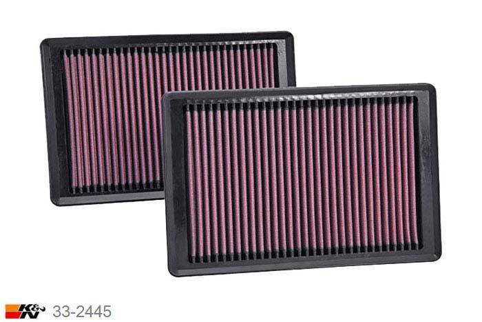 33-2445 K&N Luchtfilter, Jaguar XK 5.0 = set van 2 stuks, 2010-2015
