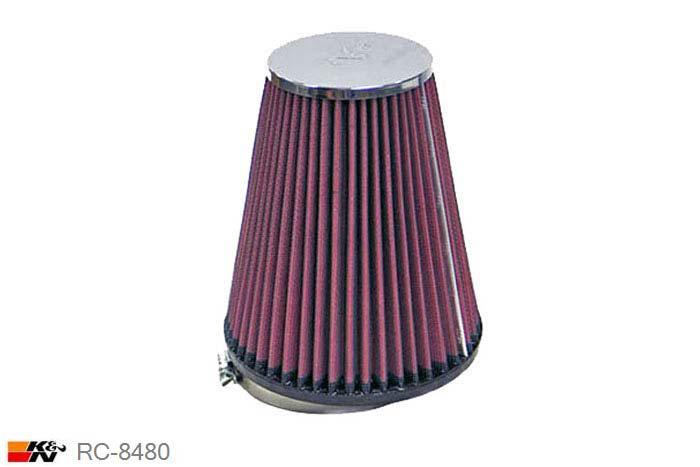 95mm aansluitdiameter, RC-8480, K&N Luchtfilter Universeel, Conisch, Lengte filter 171mm, Buitendiameter onder 146mm, Buitendiameter kap 89mm, Chroom kap, Lengte flens 19mm, 11 mm