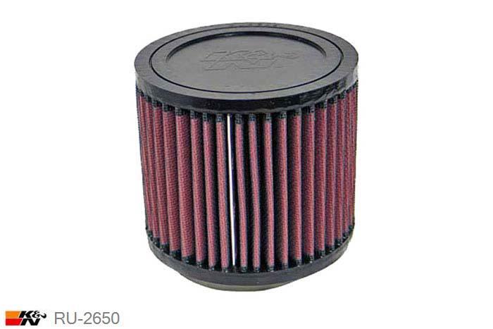 67mm aansluitdiameter, RU-2650, K&N Luchtfilter Universeel, Cilindrisch, Lengte filter 102mm, Buitendiameter onder 114mm, Buitendiameter kap 114mm, Rubber kap, Lengte flens 16mm, 0 mm