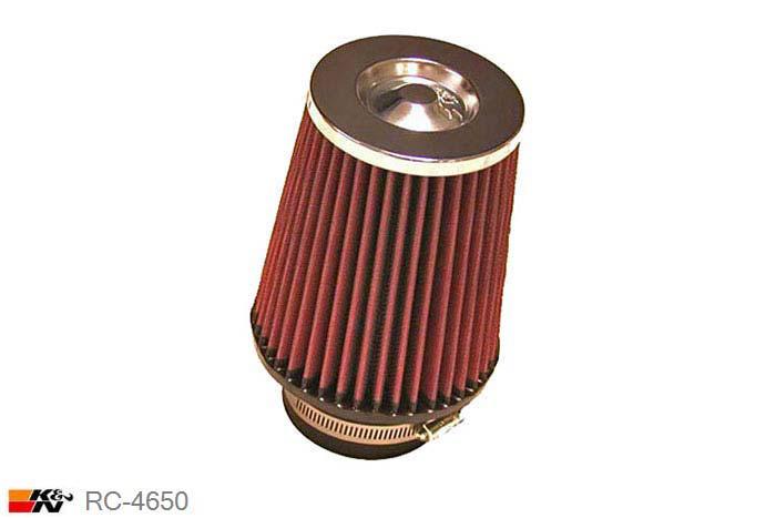 76mm aansluitdiameter, RC-4650, K&N Luchtfilter Universeel, Conisch, Lengte filter 152mm, Buitendiameter onder 127mm, Buitendiameter kap 102mm, Chroom kap, Lengte flens 44mm, 0 mm
