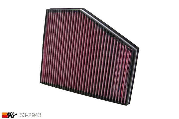 33-2943 K&N Luchtfilter Lengte 313 mm, Breedte 273 mm, BMW 520D 2.0, 177PK, 9/2007-2010