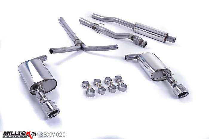 SSXM020, Mini Mk2 (R55) Cooper S Clubman 1.6i Turbo 2007- Milltek, Cat-back system, Resonated (quieter) Dual 100mm Jet, 2,5 inch, 63,5mm