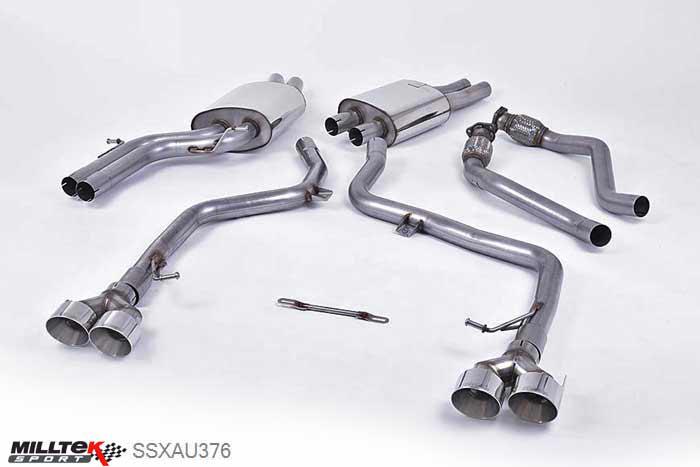 SSXAU376, Audi S/RS S5 Sportback 3.0 TFSI B8.5 2012- Milltek, Cat-back system, Race Version. Polished Tips Quad 100mm GT100 Polished, 2,37 inch, 60,3mm