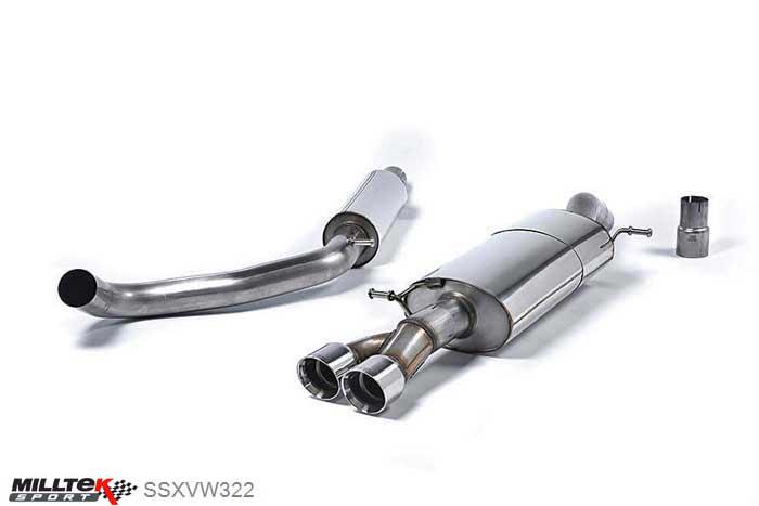 SSXVW322, VW Polo GTI 1.8 TSI 192PS (3 and 5 door) 2015- Milltek, Cat-back system, Twin Polished Tips Twin 80mm GT80 Polished, 2,76 inch, 70mm