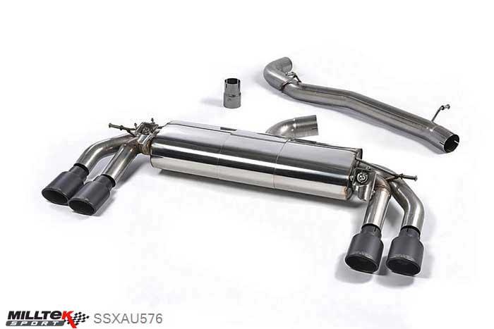 SSXAU576, Audi TT Mk3 TTS 2.0TFSI Quattro 2015- Milltek, Cat-back system, Non Res (louder) with Cerakote Black Oval Tips , 3 inch, 76,2mm