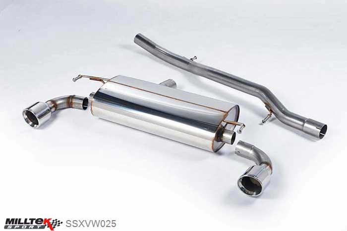 SSXVW025, VW Golf Mk4 R32 3.2 V6 4WD 2002-2005 Milltek, Cat-back system, Non-resonated (louder) 100mm Jet, 2,5 inch, 63,5mm