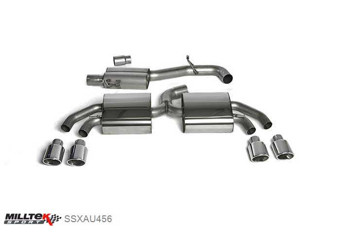 SSXAU456, Audi TT Mk2 TTS quattro 2008-2014 Milltek, Cat-back system, 3-inch Race System. Resonated (quieter). Polished Tips , 3 inch, 76,2mm