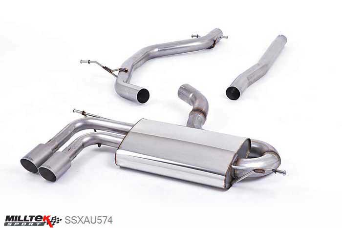 hoofdafbeelding SSXAU574, Audi A3 2.0 TDI 140bhp 2WD 3 door non-DPF 2004-2012 Milltek, Cat-back system, Titanium Tips Twin 80mm GT80 Titanium, 2,75 inch, 69,85mm