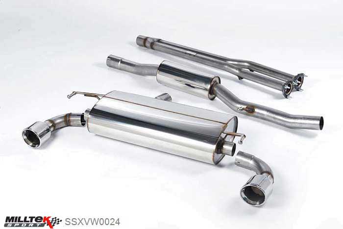 SSXVW0024, VW Golf Mk4 R32 3.2 V6 4WD 2002-2005 Milltek, Cat-back system, Resonated (quieter) 100mm Jet, 2,5 inch, 63,5mm