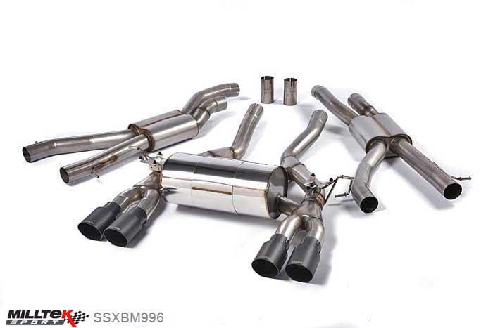 SSXBM996, BMW 3 Series F80 M3 Saloon 2014- Milltek, Cat-back system, Race system. Cerakote Black Tips Quad 90mm GT90 Cerakote Black, 2,76 inch, 70mm