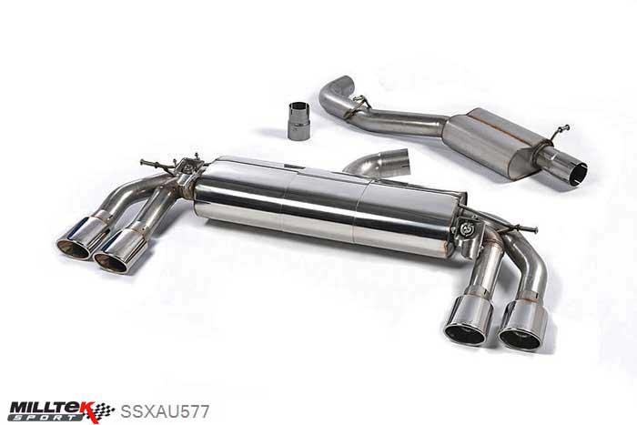 SSXAU577, Audi TT Mk3 TTS 2.0TFSI Quattro 2015- Milltek, Cat-back system, Resonated (Quieter) with Polished Oval Tips - EC Approval Coming Soon , 3 inch, 76,2mm