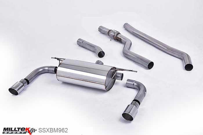 SSXBM962, BMW 3 Series F30 328i M Sport Automatic (without Tow Bar and N20 Engine Only) 2012- Milltek, Cat-back system, Requires 335i rear valance. Non-resonated (louder) Twin 90mm GT90 Polished, 3 inch, 76,2mm