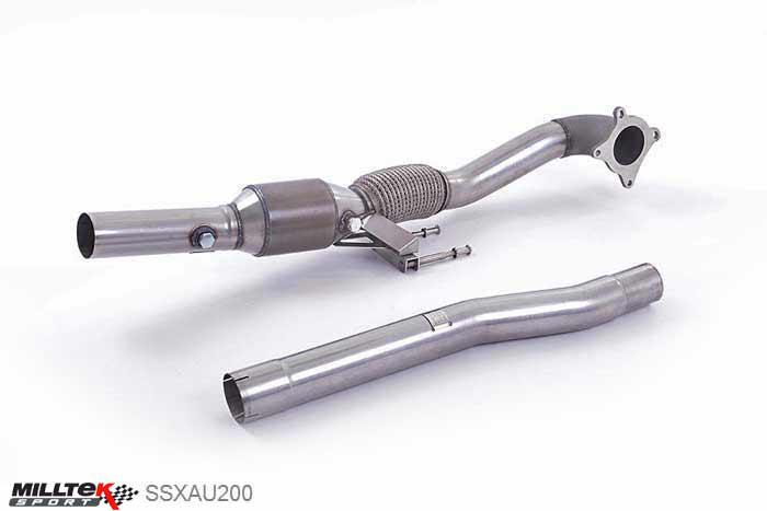 SSXAU200, Audi S/RS S3 2.0 T quattro 3-Door 8P 2006-2012 Milltek, Cast Downpipe with HJS High Flow Sports Cat, " with HJS HQ 200 Cell High Flow Sports Cat. For Fitment to Milltek Sport 2.75"" cat-back systems only. Requires a Stage 2 ECU remap" , 3 inch, 76,2mm