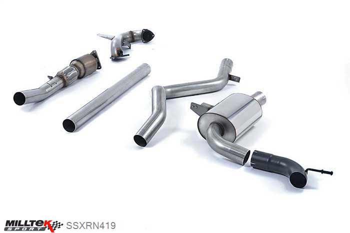 SSXRN419, Renault Megane Renaultsport 250 and 265 (including Cup) 2010- Milltek, Turbo-back system including Hi-Flow Sports Cat, Non-resonated (louder). Requires a Stage 2 ECU remap , 3 inch, 76,2mm