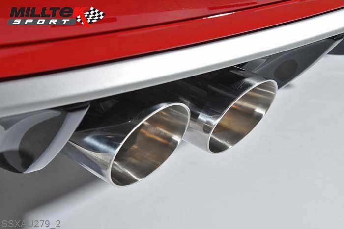 SSXAU279, Audi S/RS RS3 Sportback S tronic (8P) 2011-2012 Milltek, Turbo-back system including Hi-Flow Sports Cat, Reonsated. Stage 2 ECU Remap required. Polished Tips. Includes Active Exhaust Valves Twin 90mm GT90 Polished, 3 inch, 76,2mm