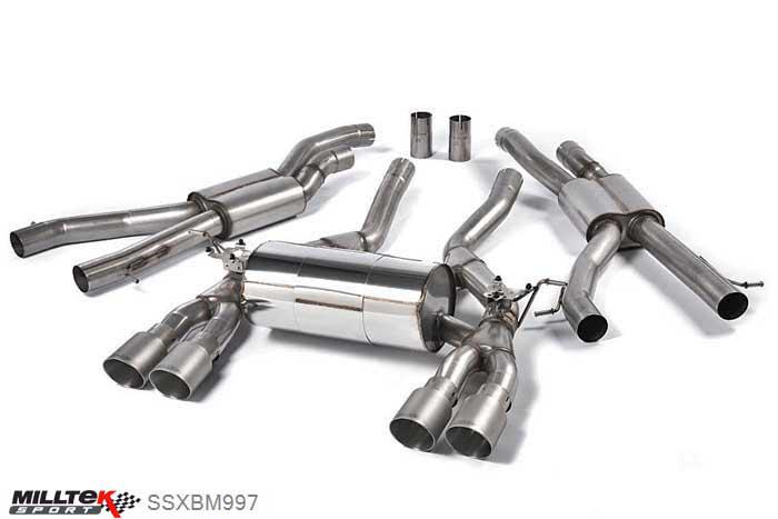SSXBM997, BMW 4 Series F82 M4 Coupe 2014- Milltek, Cat-back system, Race system. Titanium Tips Quad 90mm GT90 Titanium, 2,76 inch, 70mm